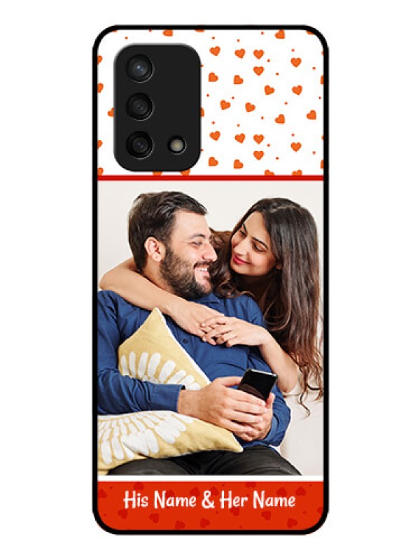 Custom Oppo F19 Custom Glass Phone Case - Orange Love Symbol Design