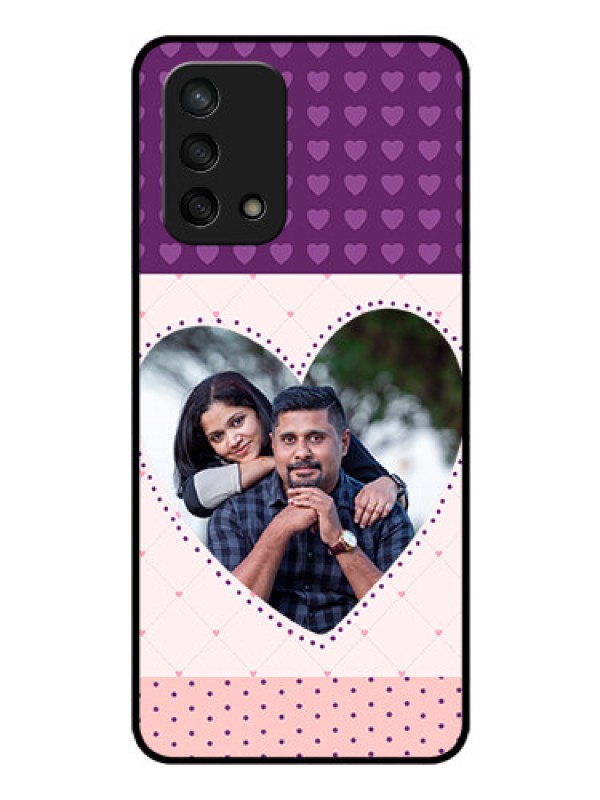 Custom Oppo F19 Custom Glass Phone Case - Violet Love Dots Design