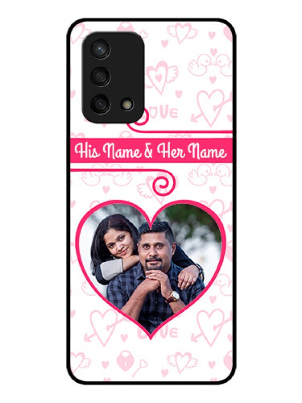 Custom Oppo F19 Personalized Glass Phone Case - Heart Shape Love Design
