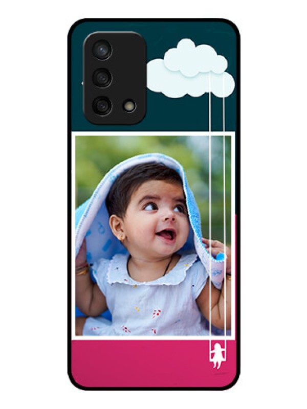 Custom Oppo F19 Custom Glass Phone Case - Cute Girl with Cloud Design