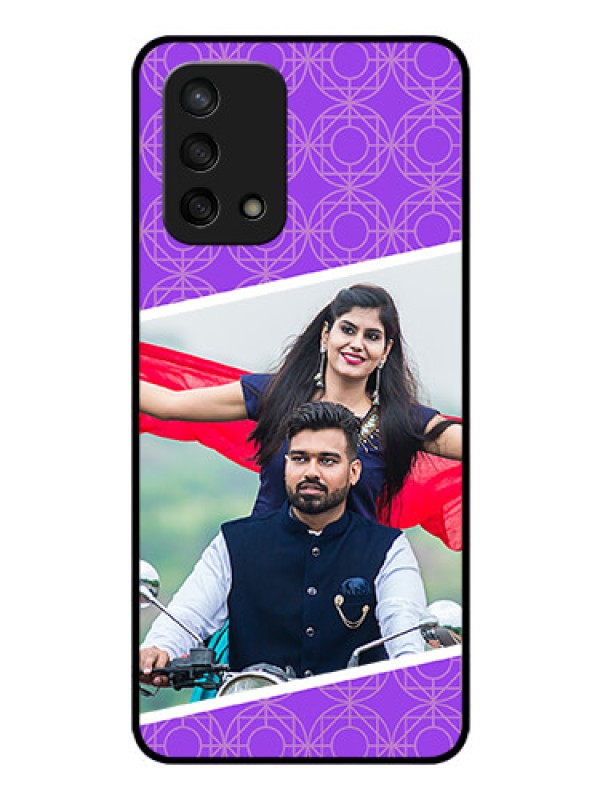 Custom Oppo F19 Custom Glass Phone Case - Violet Pattern Design