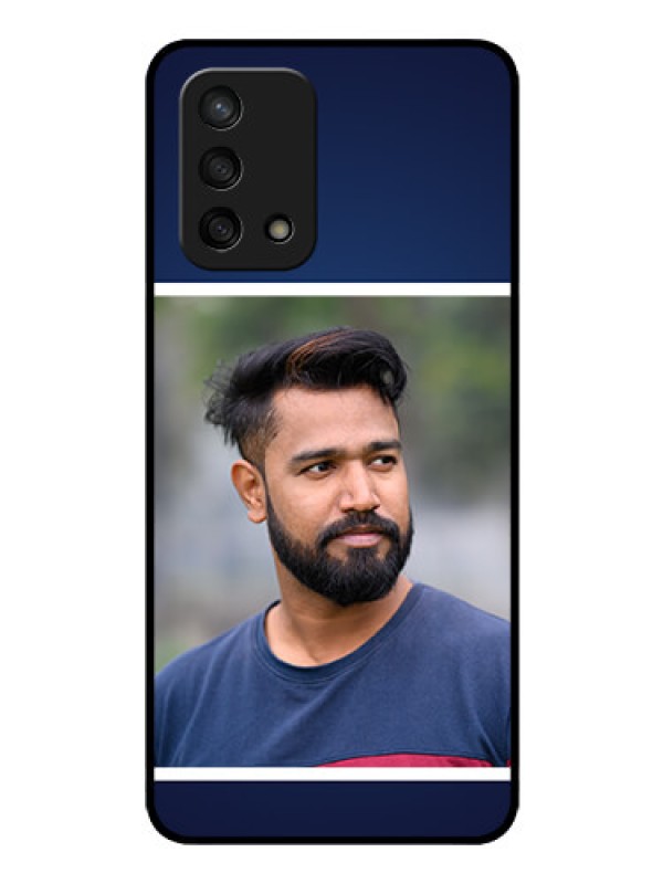 Custom Oppo F19 Personalized Glass Phone Case - Simple Royal Blue Design