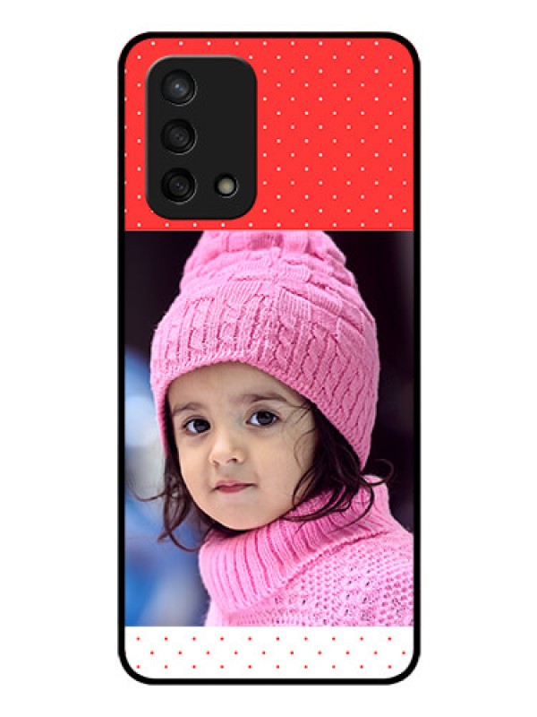 Custom Oppo F19 Photo Printing on Glass Case - Red Pattern Design