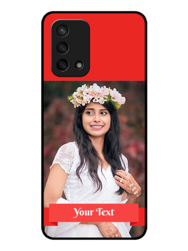 Custom Oppo F19 Custom Glass Phone Case - Simple Red Color Design