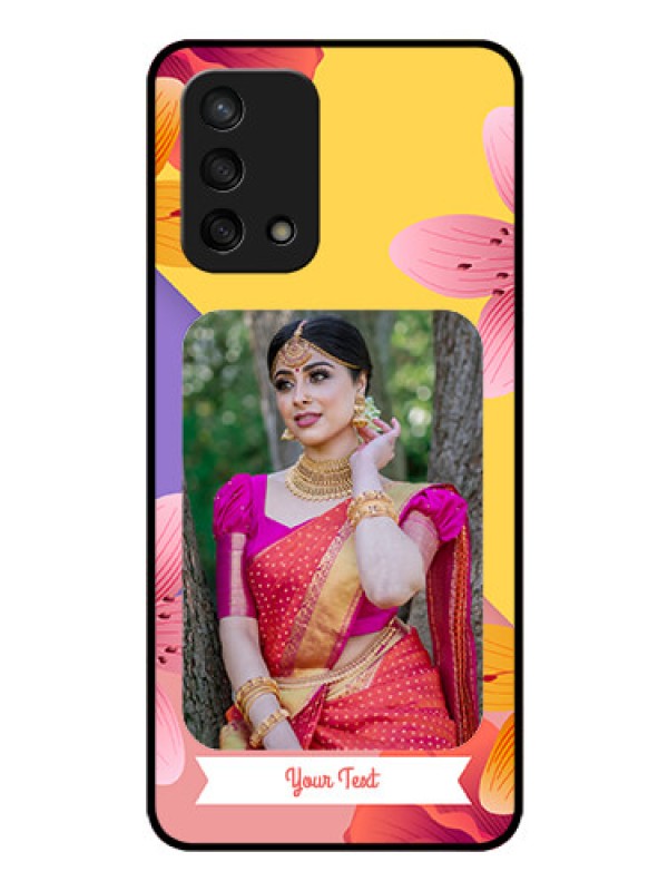 Custom Oppo F19 Custom Glass Mobile Case - 3 Image With Vintage Floral Design