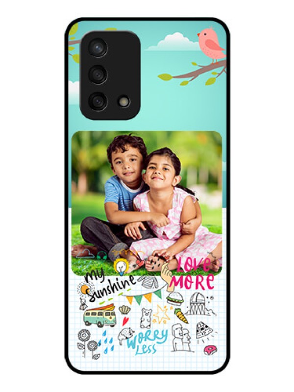 Custom Oppo F19 Photo Printing on Glass Case - Doodle love Design