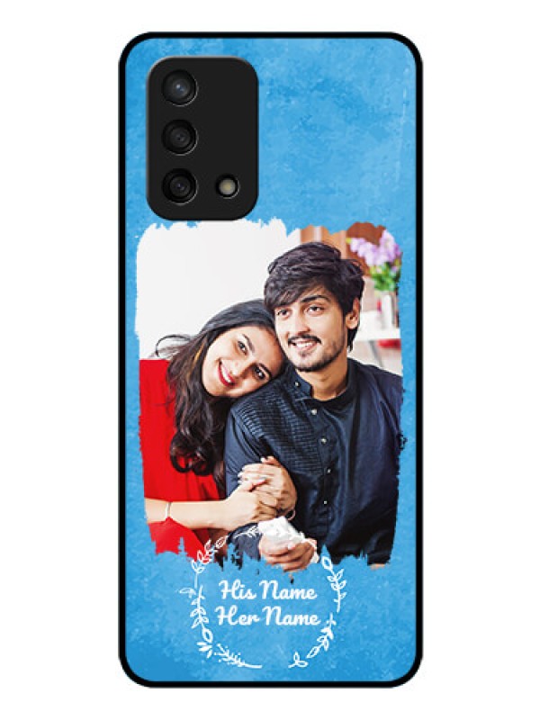 Custom Oppo F19 Custom Glass Phone Case - Blue Color Vintage Design