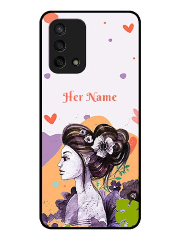 Custom Oppo F19 Personalized Glass Phone Case - Woman And Nature Design
