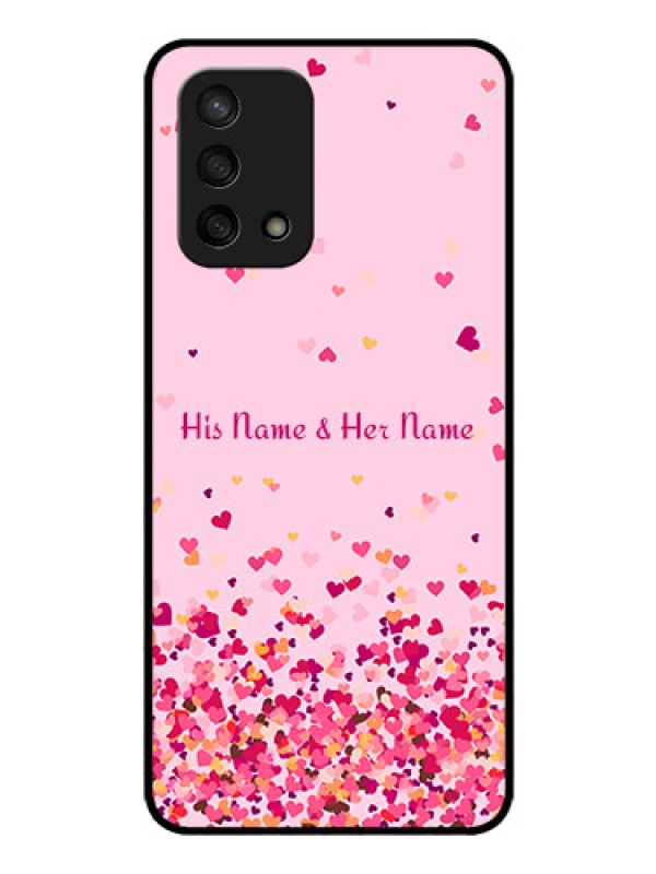 Custom Oppo F19 Photo Printing on Glass Case - Floating Hearts Design