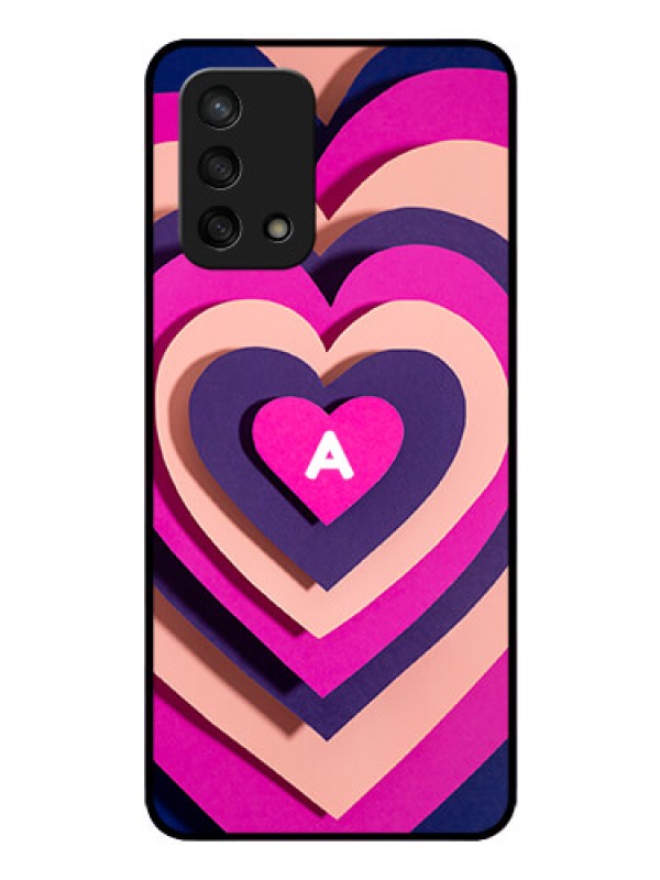 Custom Oppo F19 Custom Glass Mobile Case - Cute Heart Pattern Design