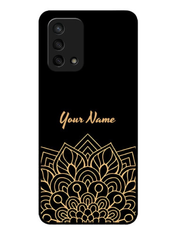 Custom Oppo F19 Custom Glass Phone Case - Golden mandala Design