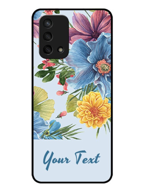 Custom Oppo F19 Custom Glass Mobile Case - Stunning Watercolored Flowers Painting Design