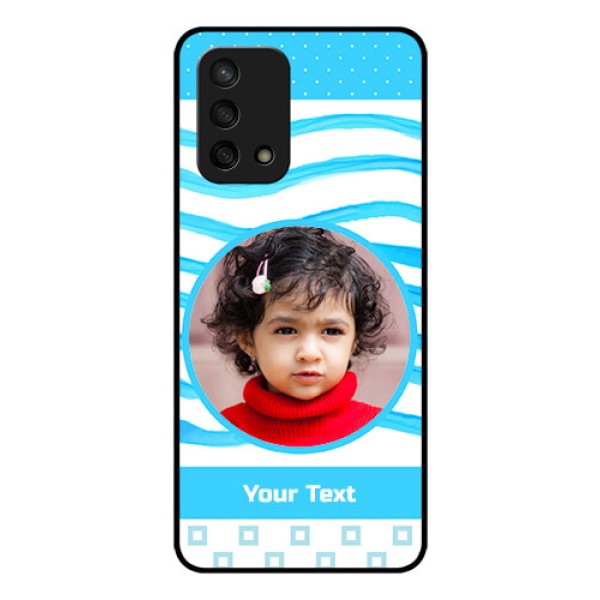 Oppo F19s Custom Glass Phone Case - Simple Blue Case Design