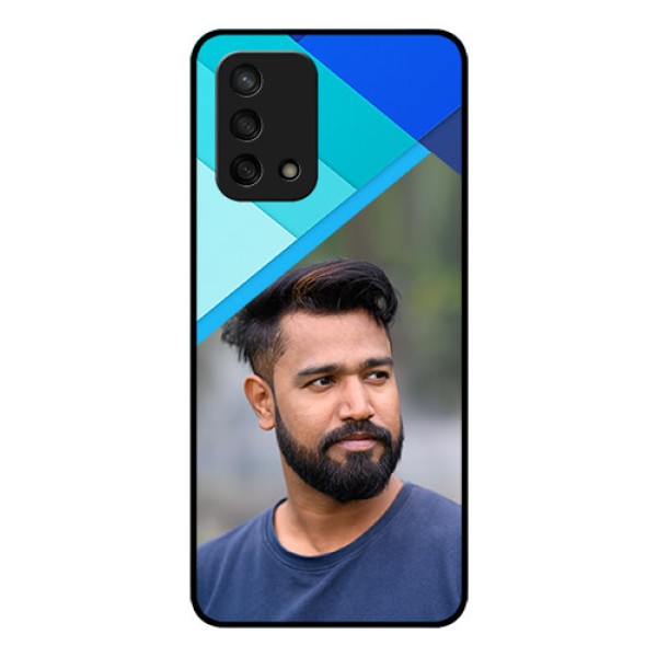 Oppo F19s Custom Glass Phone Case - Blue Pattern Design