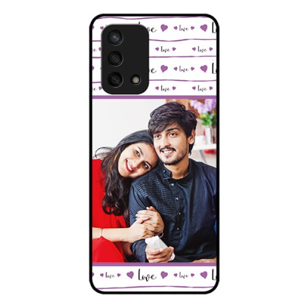 Oppo F19s Custom Glass Mobile Case - Couples Heart Design