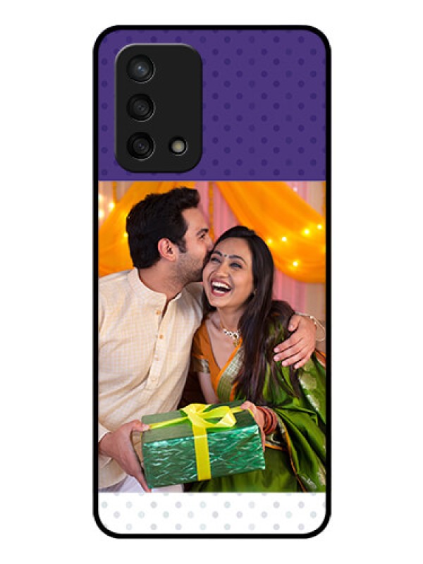 Custom Oppo F19s Personalized Glass Phone Case - Violet Pattern Design