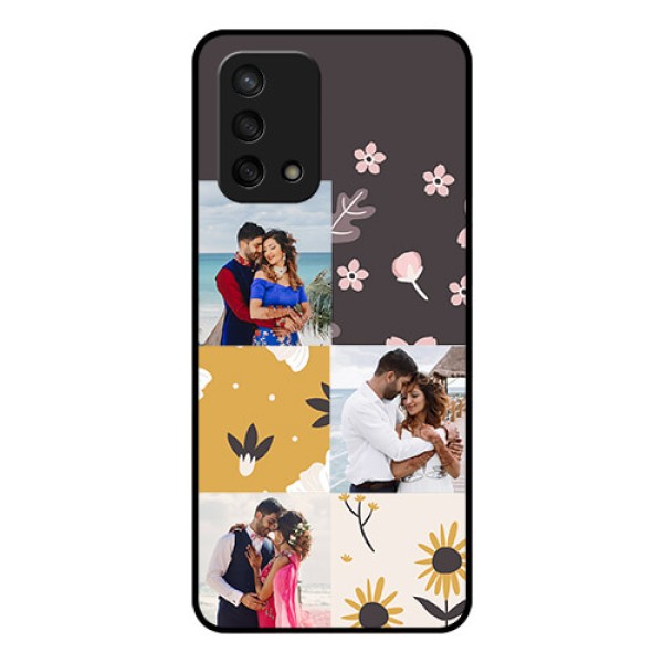 Oppo F19s Photo Printing on Glass Case - 3 Images with Floral Design Oppo F19s Photo Printing on Glass Case - 3 Images with Floral Design