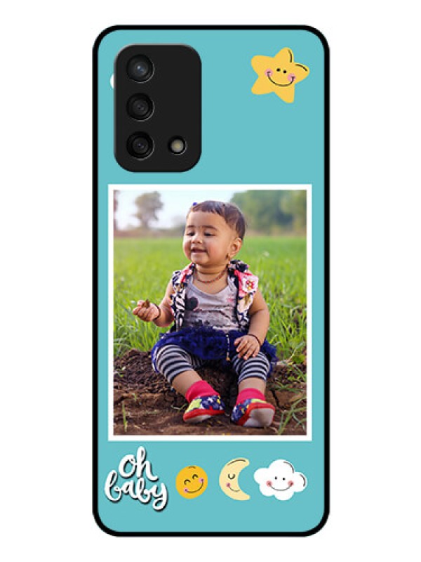 Custom Oppo F19s Personalized Glass Phone Case - Smiley Kids Stars Design