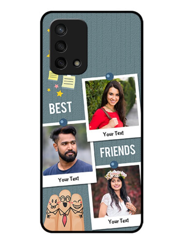 Custom Oppo F19s Personalized Glass Phone Case - Sticky Frames and Friendship Design