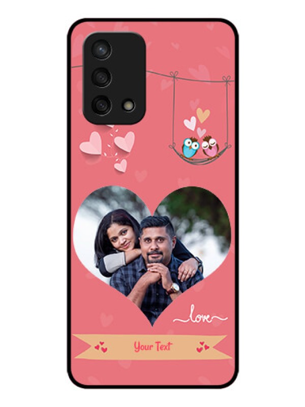 Custom Oppo F19s Personalized Glass Phone Case - Peach Color Love Design 
