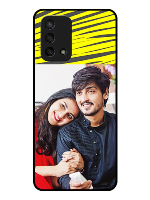 Custom Oppo F19s Photo Printing on Glass Case - Yellow Abstract Design
