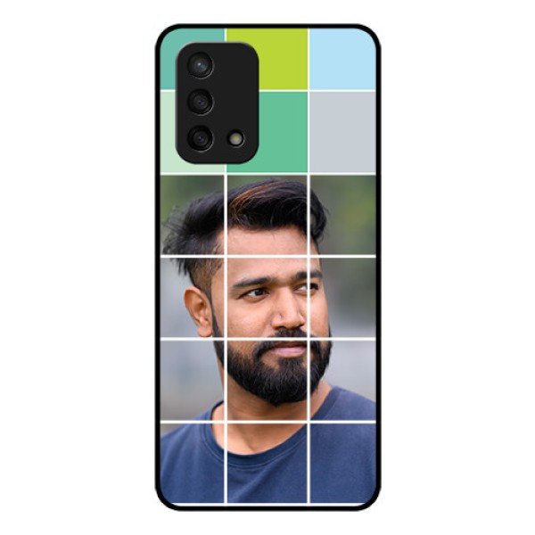 Oppo F19s Photo Printing on Glass Case - with white box pattern 