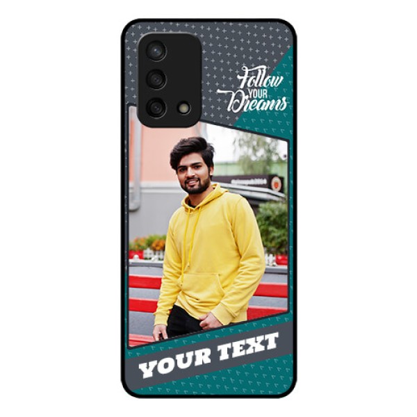 Oppo F19s Personalized Glass Phone Case - Background Pattern Design with Quote