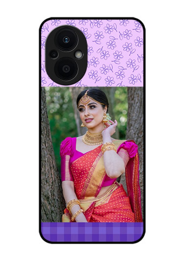 Oppo F21 Pro 5G Custom Glass Phone Case - Purple Floral Design