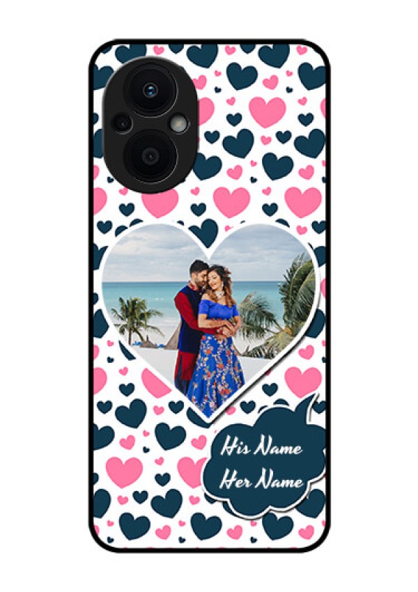 Oppo F21 Pro 5G Custom Glass Phone Case - Pink & Blue Heart Design