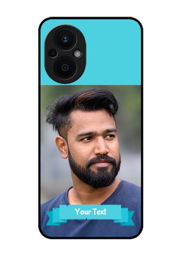 Oppo F21 Pro 5G Personalized Glass Phone Case - Simple Blue Color Design