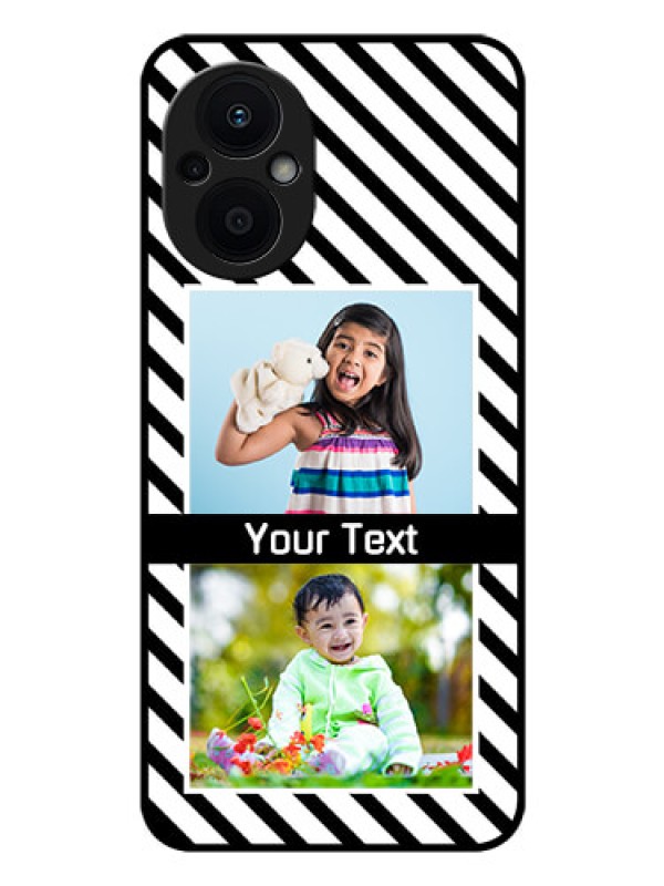 Custom Oppo F21 Pro 5G Photo Printing on Glass Case - Black And White Stripes Design