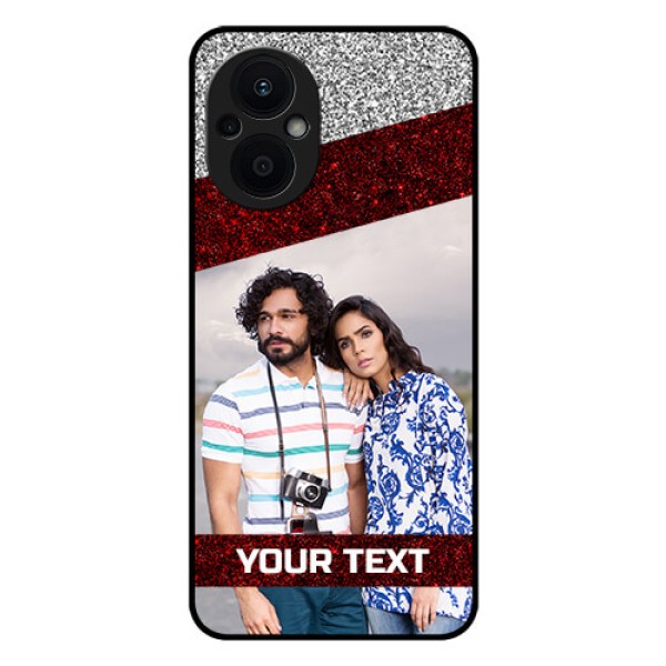Oppo F21 Pro 5G Personalized Glass Phone Case - Image Holder with Glitter Strip Design