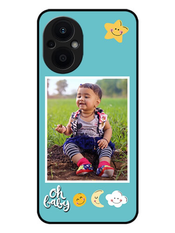 Custom Oppo F21 Pro 5G Personalized Glass Phone Case - Smiley Kids Stars Design