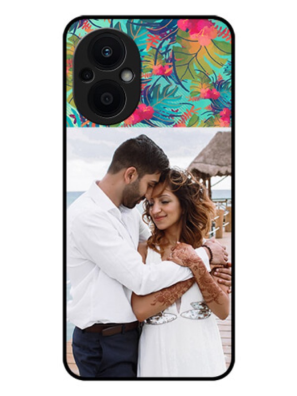 Custom Oppo F21 Pro 5G Photo Printing on Glass Case - Watercolor Floral Design