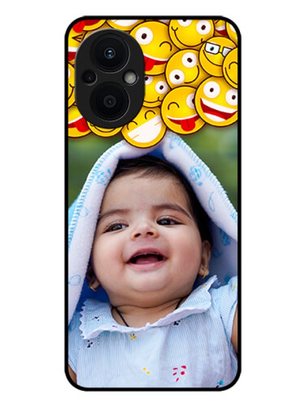 Custom Oppo F21 Pro 5G Custom Glass Mobile Case - with Smiley Emoji Design