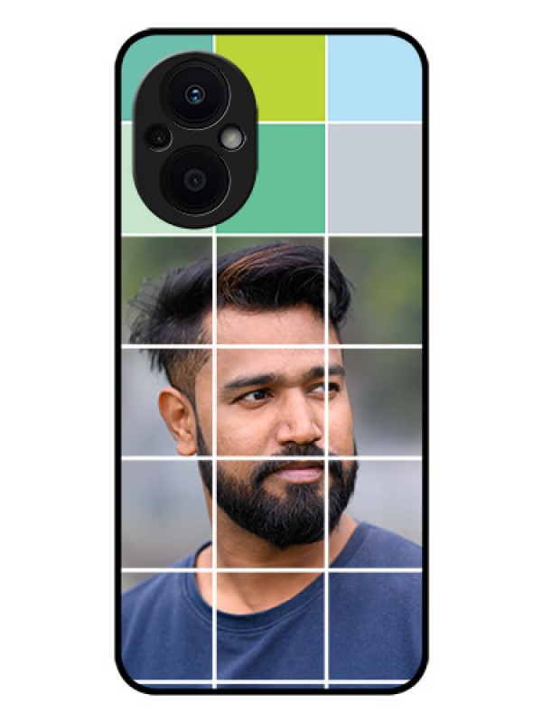 Custom Oppo F21 Pro 5G Photo Printing on Glass Case - with white box pattern