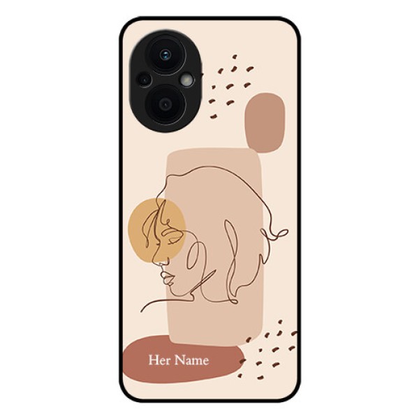 Oppo F21 Pro 5G Photo Printing on Glass Case - Calm Woman line art Design Oppo F21 Pro 5G Photo Printing on Glass Case - Calm Woman line art Design