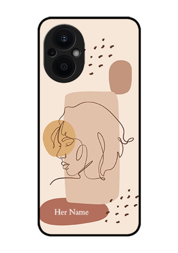 Oppo F21 Pro 5G Photo Printing on Glass Case - Calm Woman line art Design