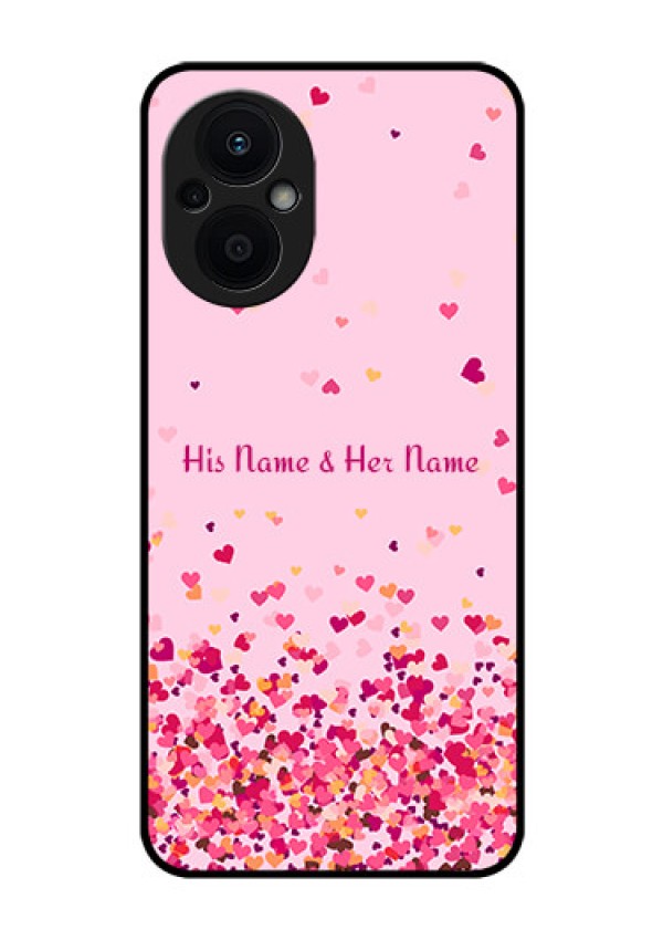 Oppo F21 Pro 5G Photo Printing on Glass Case - Floating Hearts Design
