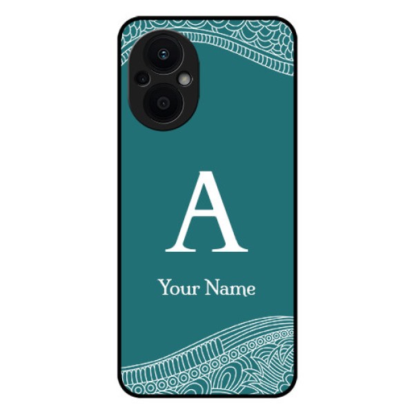 Oppo F21 Pro 5G Personalized Glass Phone Case - line art pattern with custom name Design