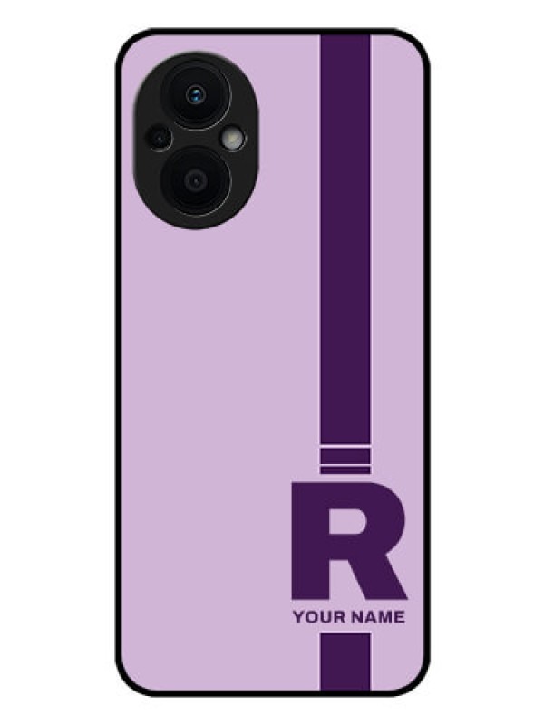 Custom Oppo F21 Pro 5G Photo Printing on Glass Case - Simple dual tone stripe with name Design