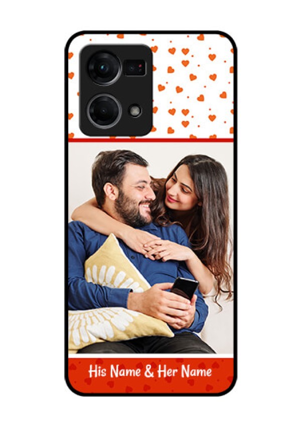 Oppo F21 Pro Custom Glass Phone Case - Orange Love Symbol Design