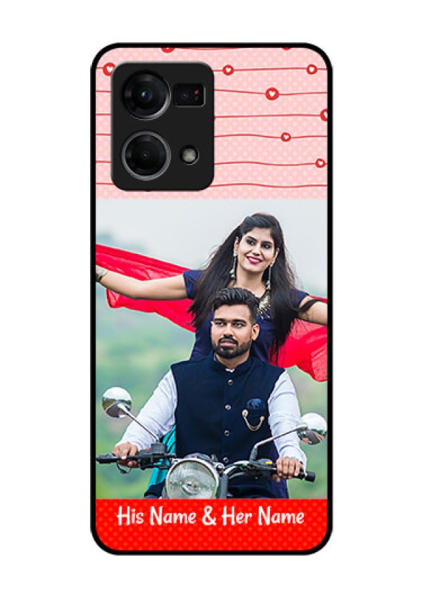 Oppo F21 Pro Personalized Glass Phone Case - Red Pattern Case Design