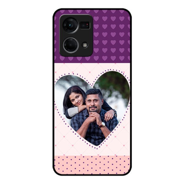 Oppo F21 Pro Custom Glass Phone Case - Violet Love Dots Design