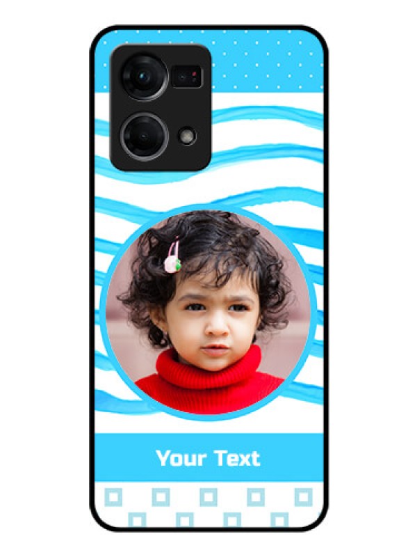 Custom Oppo F21 Pro Custom Glass Phone Case - Simple Blue Case Design