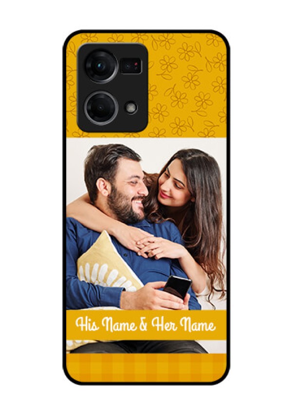 Oppo F21 Pro Custom Glass Mobile Case - Yellow Floral Design