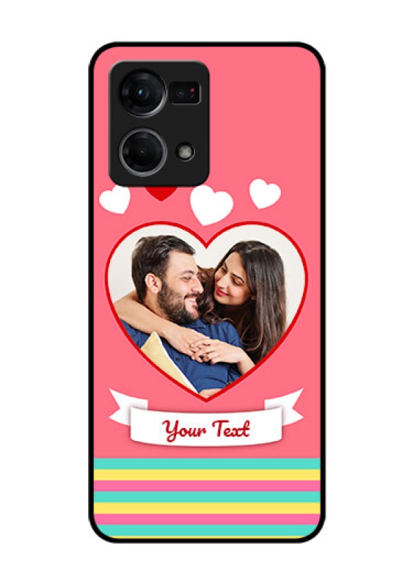 Oppo F21 Pro Photo Printing on Glass Case - Love Doodle Design