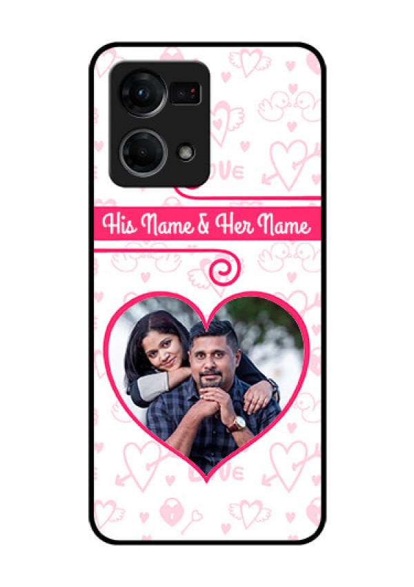 Oppo F21 Pro Personalized Glass Phone Case - Heart Shape Love Design
