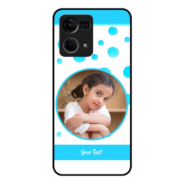Oppo F21 Pro Photo Printing on Glass Case - Blue Bubbles Pattern Design