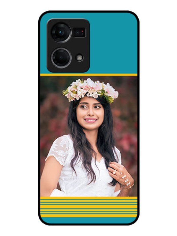 Custom Oppo F21 Pro Custom Glass Phone Case - Yellow & Blue Design